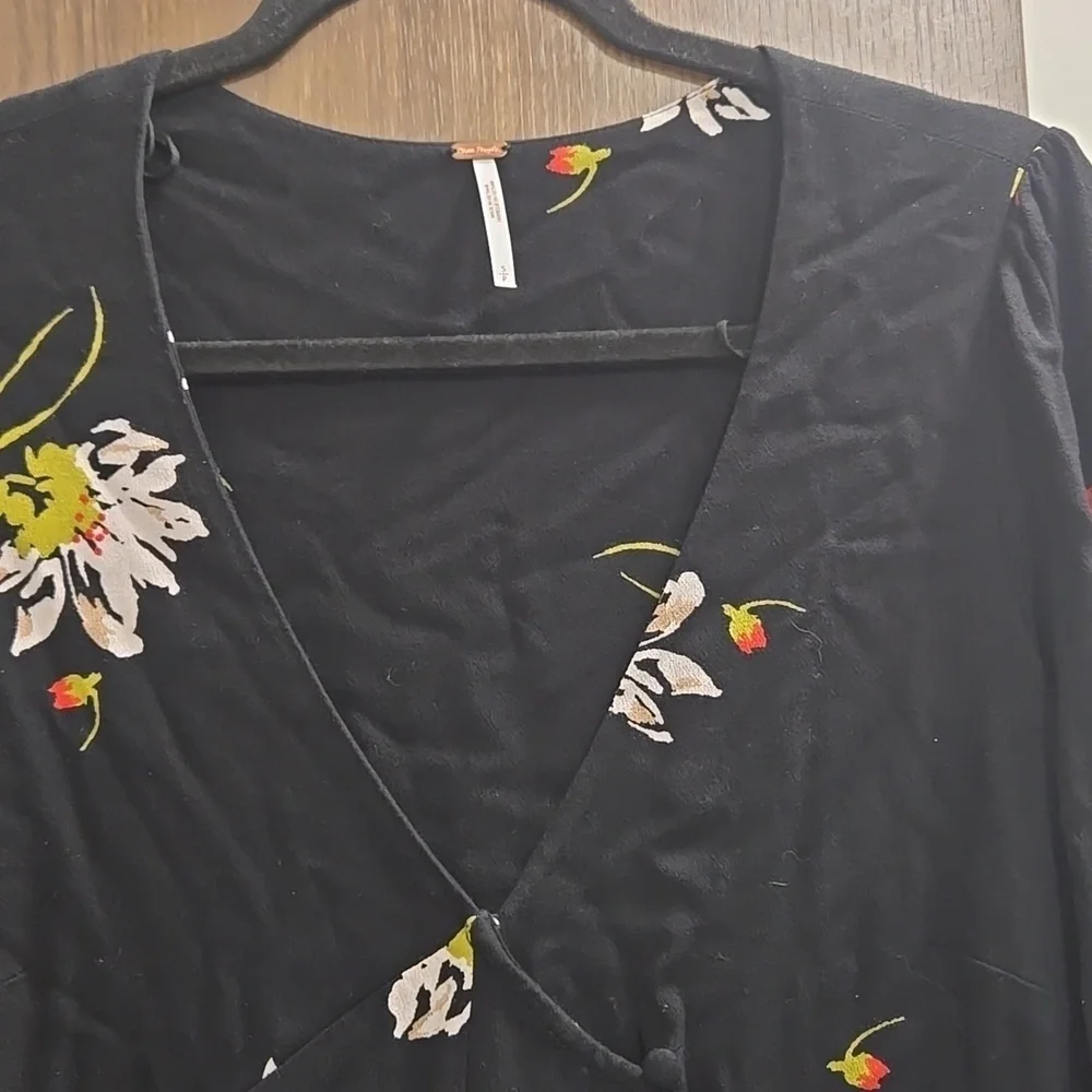 Free People- "Time On My Side" Floral Print Wrap Dress-Size Small - Picture 7 of 17